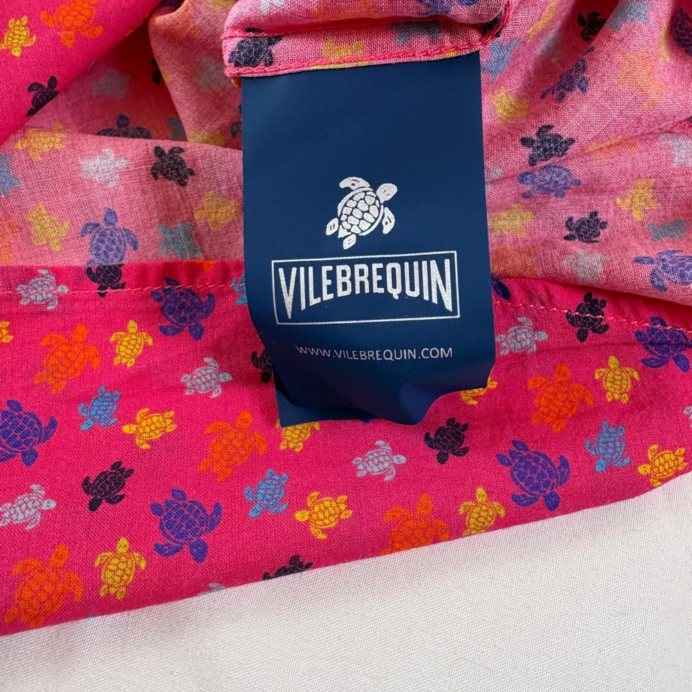 Vilebrequin Mens XL Micro Turtle Sport Shirt Button Up Pink Designer Lightweight - Picture 5 of 9